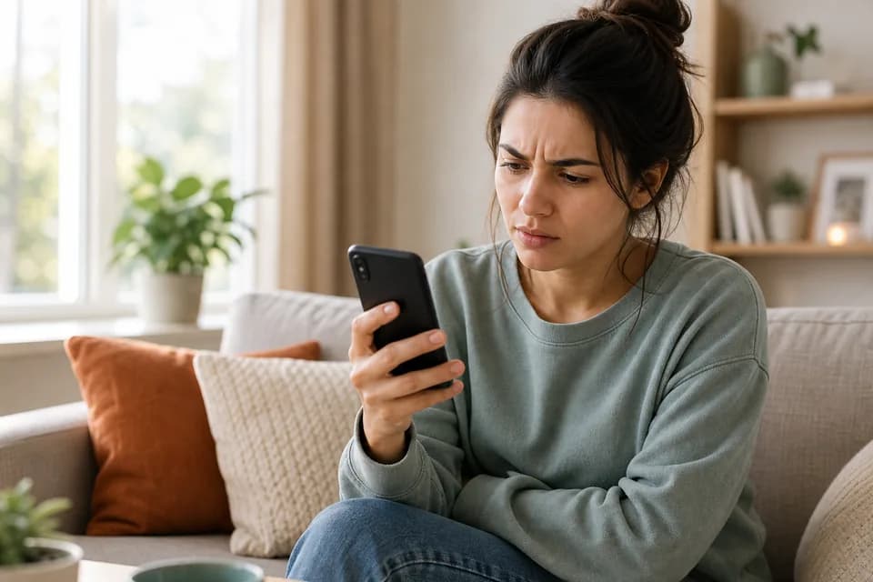 An everyday user checking an image on a phone at home