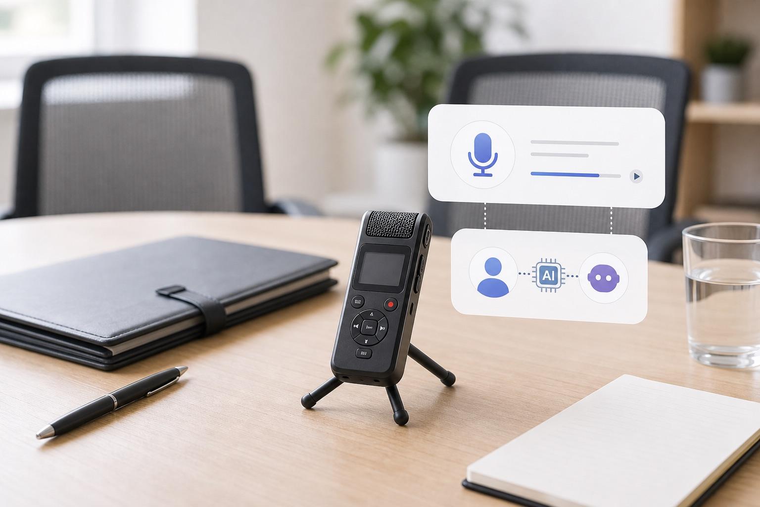 An interview recorder with an AI voice check card